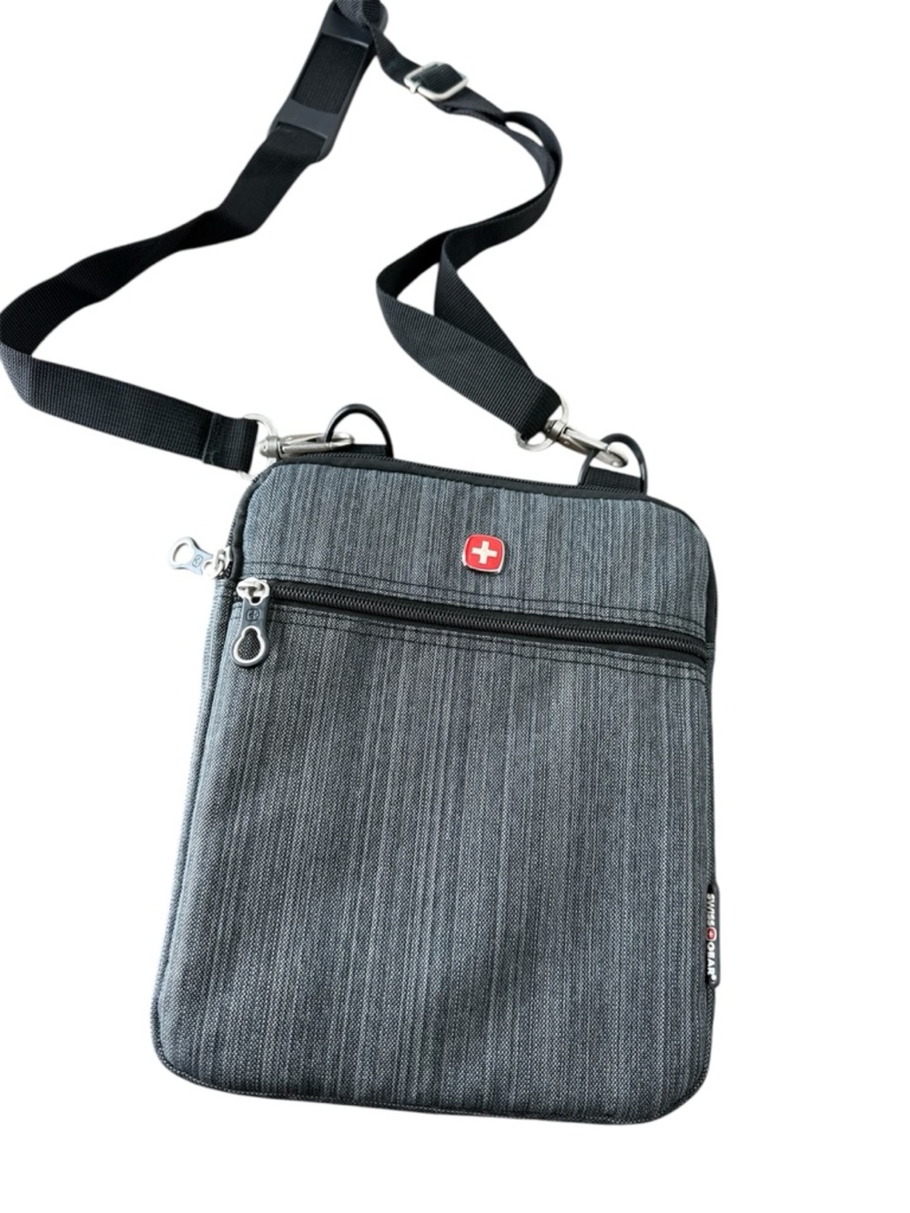 SWISS GEAR Grey Padded Crossbody Bag Zipper Travel Adjustable Strap